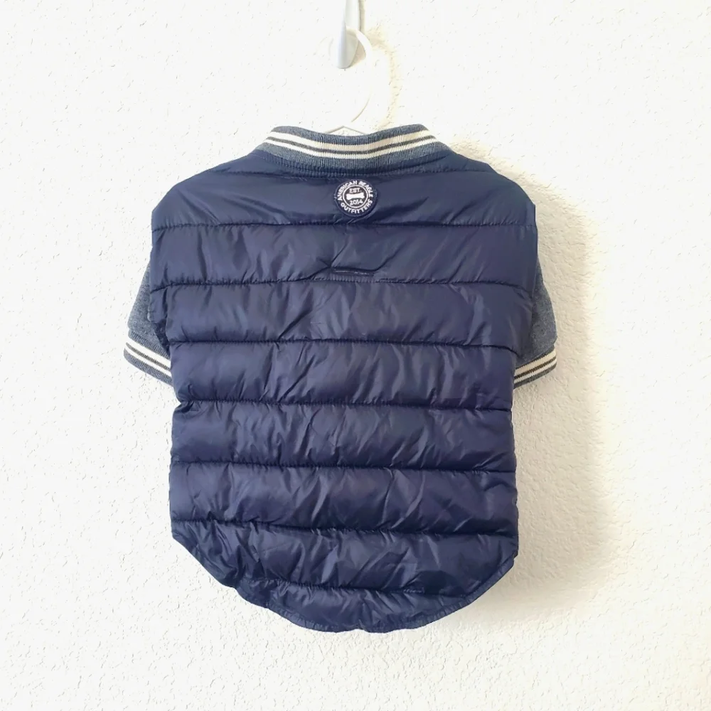 AE American Beagle Outfitters Navy Blue Varsity Style Pet Dog Puffy Jacket M